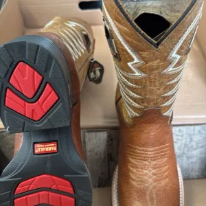 Parrall Brown and Red Cowboy Boots with Rugged Outsole