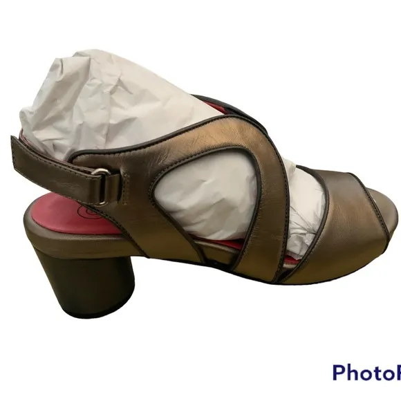 Pas De Rouge “Chanta” Bronze Leather Mules