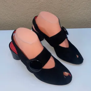 Pas De Rouge Vintage/Retro Open Toe Suede Shoes