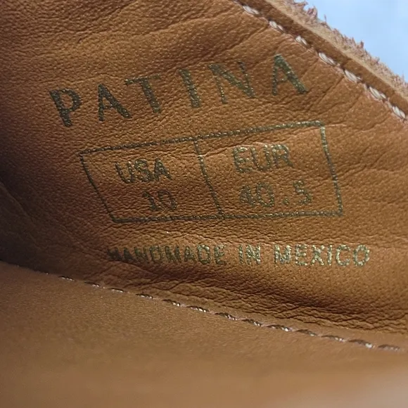 Patina Women's MaryJane Shoes Sz 10 Tan Portland Leather Goodyear Chunky Heels