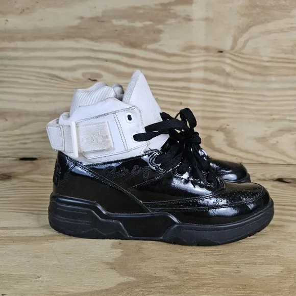 Patrick Ewing 33 Hi Black Patent White Black Size 9
