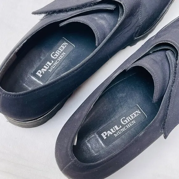 Paul Green Black Chunky Shoes Womens 9 Vibram Soles Classic Goth Timeless Travel