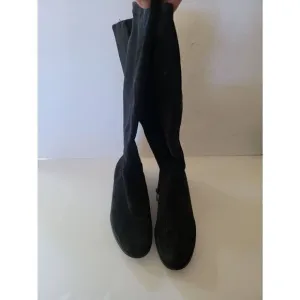 Paul Green Women's Black Suede Side Zip Tall Riding Boots Size 6