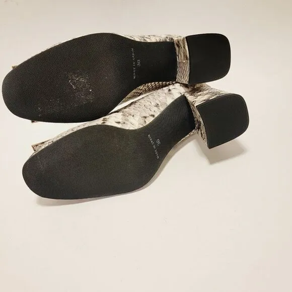 Pedro Anton Made in Spain Faux Snake Embossed Buckle Pumps Block Heel Shoes 36