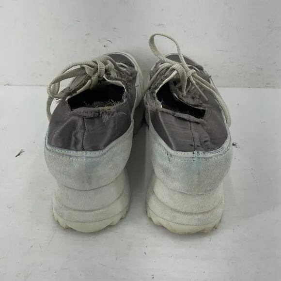 Pedro Garcia Women's Gray Distressed Chunky Sneakers Size 8.5 Preowned