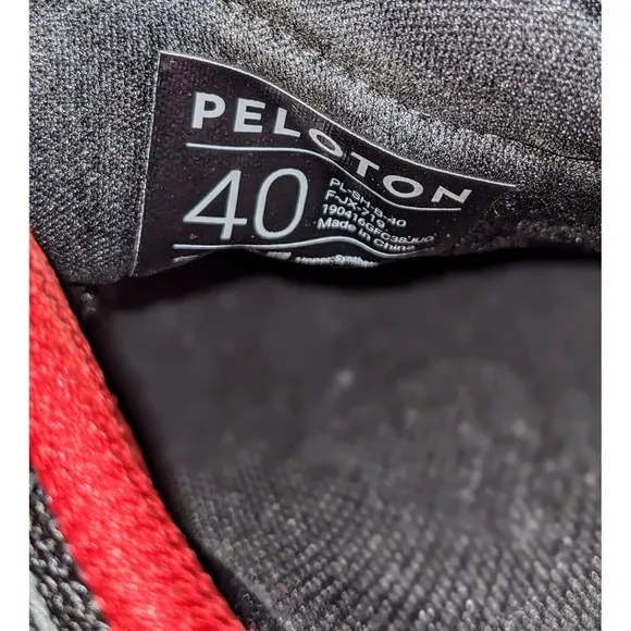 Peloton Cycling Shoes Indoor Exercise Bike Black Red Straps Size 40-7.5 M 9.5 F