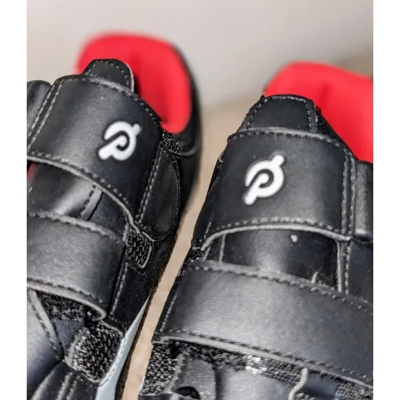 Peloton Cycling Shoes Indoor Exercise Bike Black Red Straps Size 40-7.5 M 9.5 F