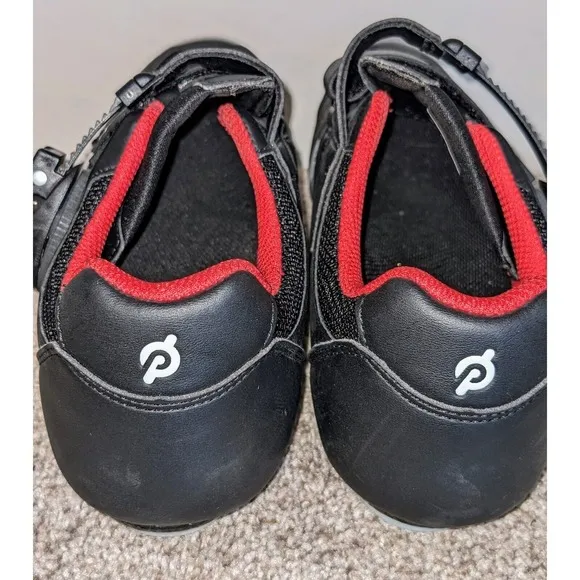 Peloton Cycling Shoes Indoor Exercise Bike Black Red Straps Size 40-7.5 M 9.5 F