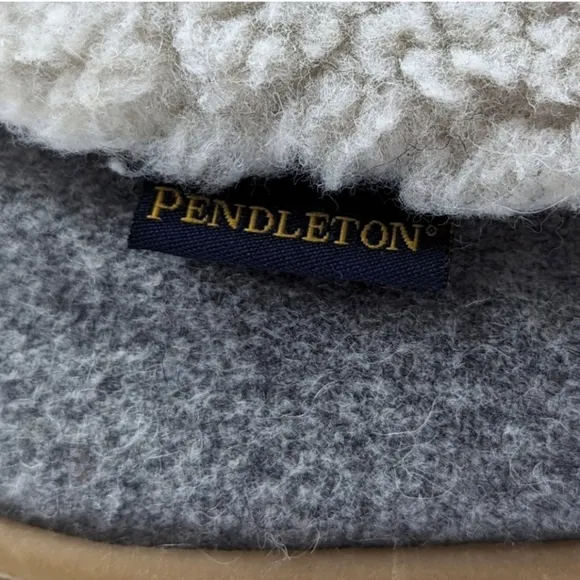 Pendleton Caravan Cabin Fold Wool Washable Sherpa Lined Slippers Gray Hygge 9