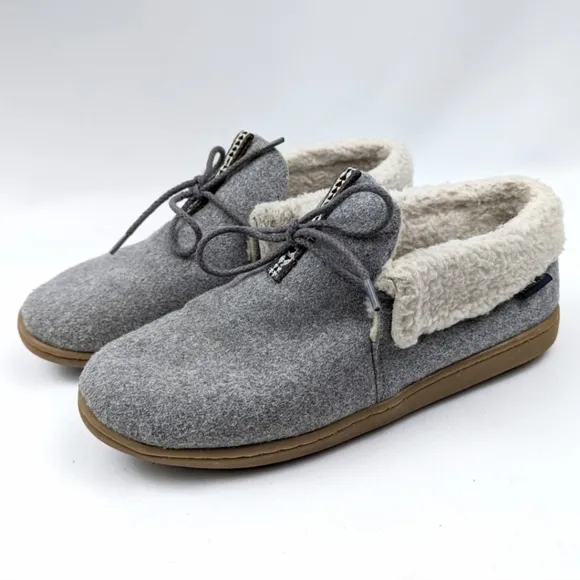 Pendleton Caravan Cabin Fold Wool Washable Sherpa Lined Slippers Gray Hygge 9