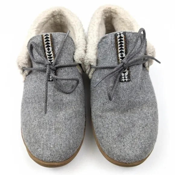 Pendleton Caravan Cabin Fold Wool Washable Sherpa Lined Slippers Gray Hygge 9