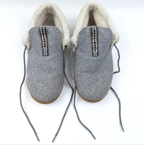 Pendleton Caravan Cabin Fold Wool Washable Sherpa Lined Slippers Gray Hygge 9