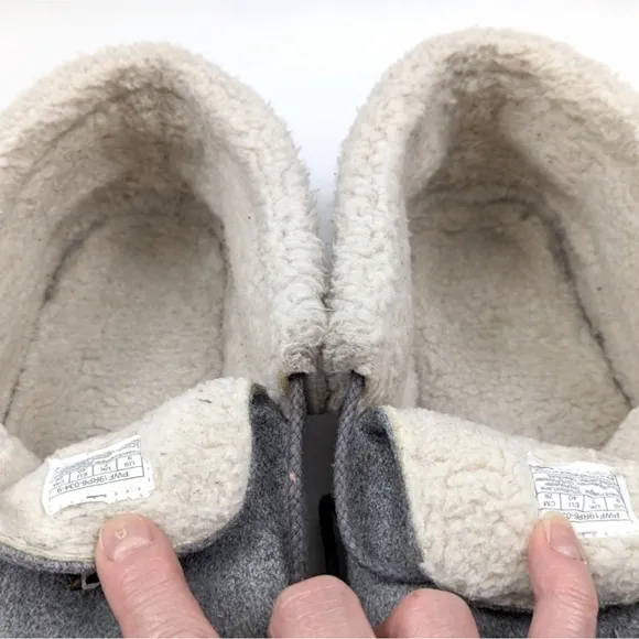 Pendleton Caravan Cabin Fold Wool Washable Sherpa Lined Slippers Gray Hygge 9