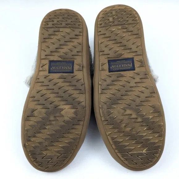 Pendleton Caravan Cabin Fold Wool Washable Sherpa Lined Slippers Gray Hygge 9