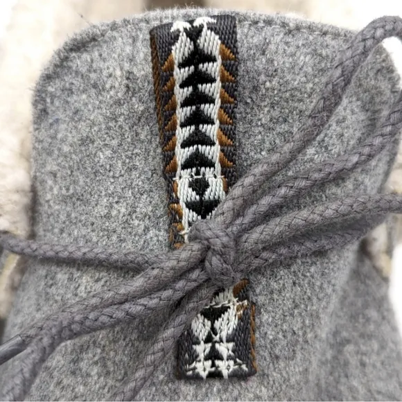 Pendleton Caravan Cabin Fold Wool Washable Sherpa Lined Slippers Gray Hygge 9