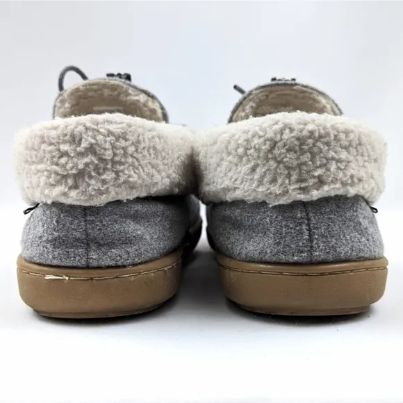 Pendleton Caravan Cabin Fold Wool Washable Sherpa Lined Slippers Gray Hygge 9