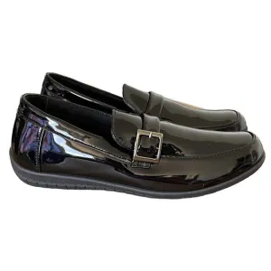 Penny Loafers Shoes Black Women's Size 7 W Vegas Leather comfort cushion Glossy