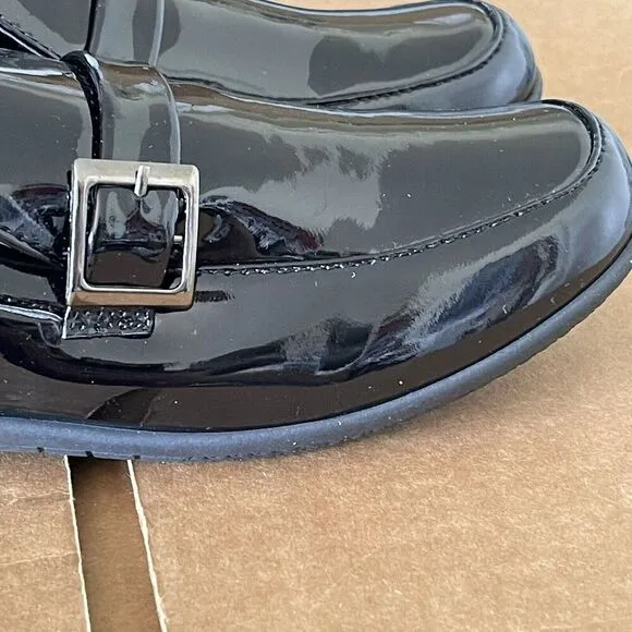 Penny Loafers Shoes Black Women's Size 7 W Vegas Leather comfort cushion Glossy