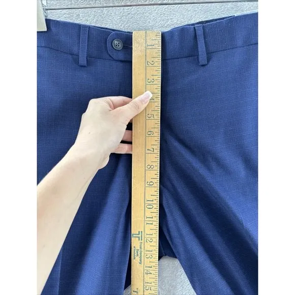 Perry Ellis Slim Fit Blue Check Suit Dress Pants Men's Size 38x30
