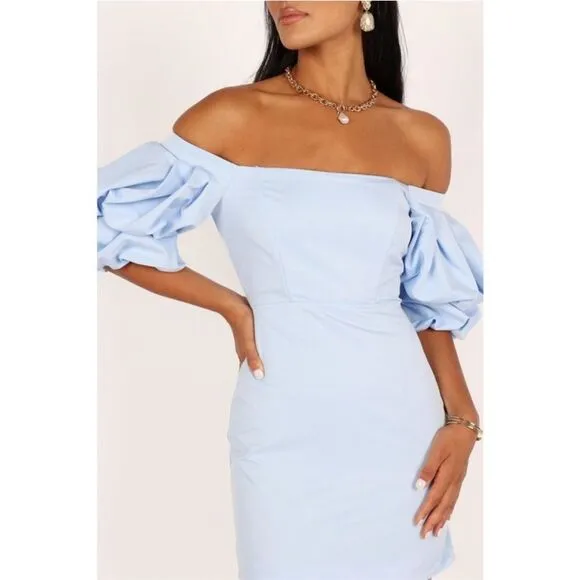 Petal &amp; Pup Fern Puff Sleeve mini Dress - ICY BLUE Small