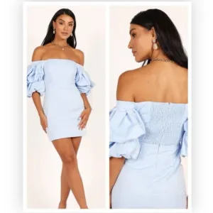 Petal &amp; Pup Fern Puff Sleeve mini Dress - ICY BLUE Small