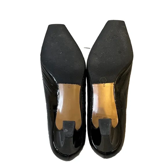 PETER KAISER Black Patent Leather Pumps Size 8 Square Toe Pilgrim 65mm 2.5” Heel