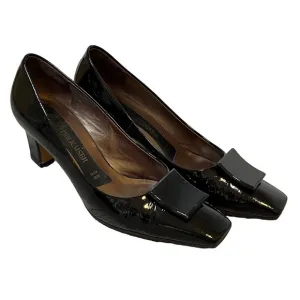 PETER KAISER Black Patent Leather Pumps Size 8 Square Toe Pilgrim 65mm 2.5” Heel