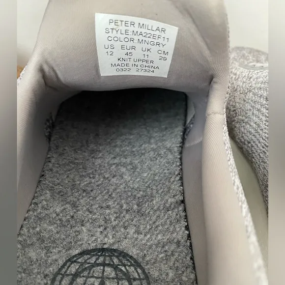Peter Millar Shoes Men’s 12 Hyperlight Apollo Sneaker Gray Slip On