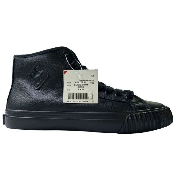 P.F Flyers Center Hi Mens 8/Women 9.5 Triple Black Leather Hightop