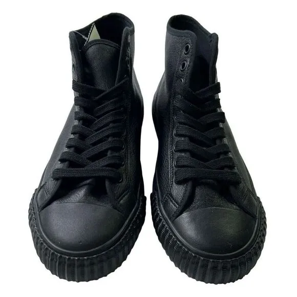 P.F Flyers Center Hi Mens 8/Women 9.5 Triple Black Leather Hightop