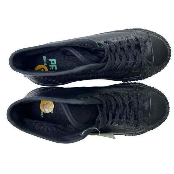 P.F Flyers Center Hi Mens 8/Women 9.5 Triple Black Leather Hightop