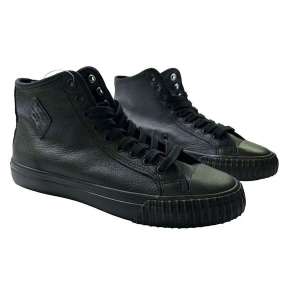 P.F Flyers Center Hi Mens 8/Women 9.5 Triple Black Leather Hightop