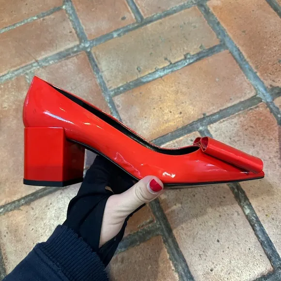 Pierre Hardy x Forty Five Ten Red Patent Leather Heels - Bow Detail - Brand New