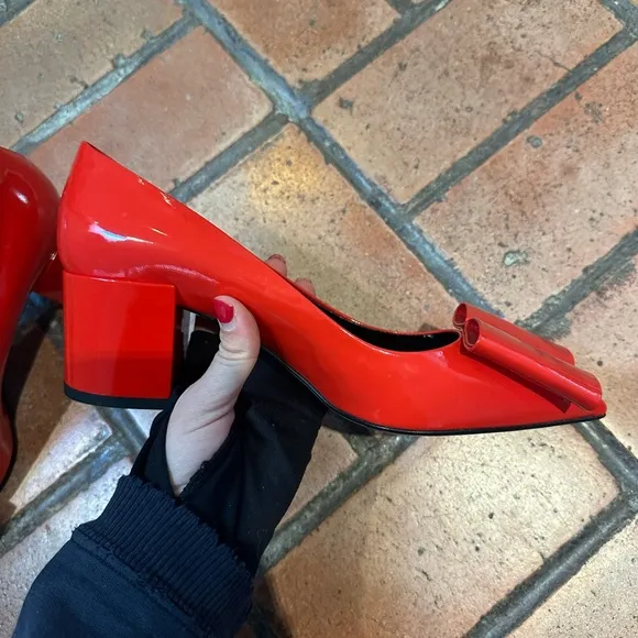 Pierre Hardy x Forty Five Ten Red Patent Leather Heels - Bow Detail - Brand New