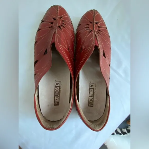 PIKOLINOS Jerez Brandi Floral Cut-Out Leather Slip On Flat Moccasin EU 38 Shoes