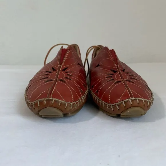 PIKOLINOS Jerez Brandi Floral Cut-Out Leather Slip On Flat Moccasin EU 38 Shoes