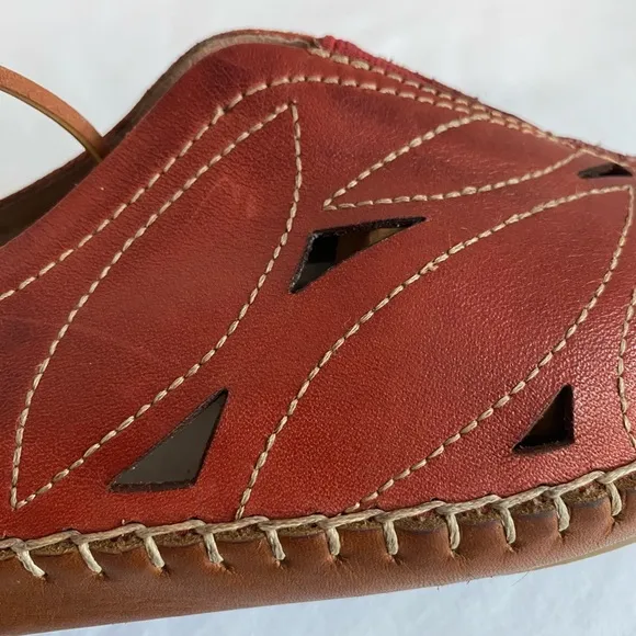 PIKOLINOS Jerez Brandi Floral Cut-Out Leather Slip On Flat Moccasin EU 38 Shoes