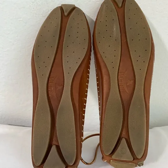 PIKOLINOS Jerez Brandi Floral Cut-Out Leather Slip On Flat Moccasin EU 38 Shoes