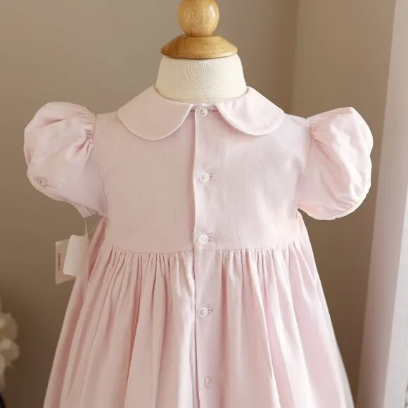 Pink Smocked Dress Pinwale Corduroy Hand Embroidery RARE FIND Boutique 3T NWT