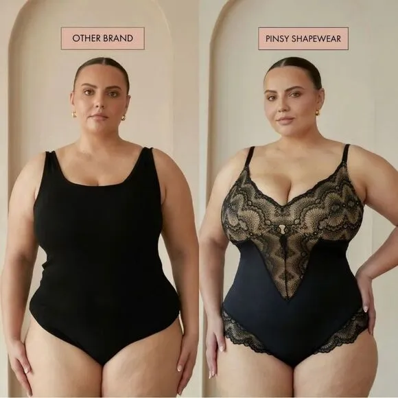 Pinsy Sculpting Lace Shapewear Bodysuit Size L NWT