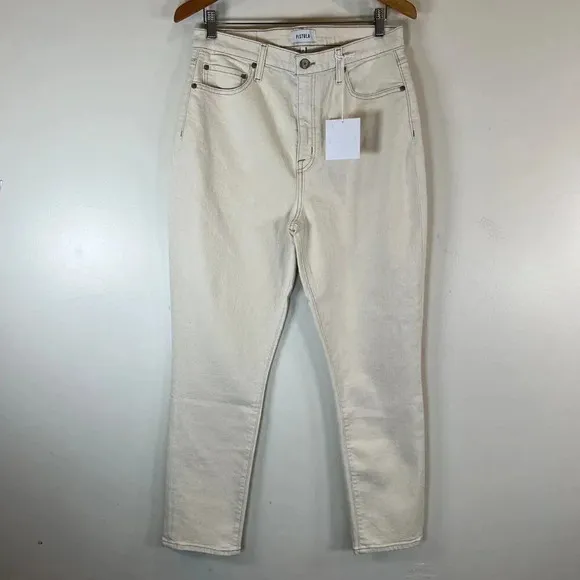 Pistola Women's 31x28 East Side Raw Cotton Kate Hi-Rise Slim Straight Jeans NWT