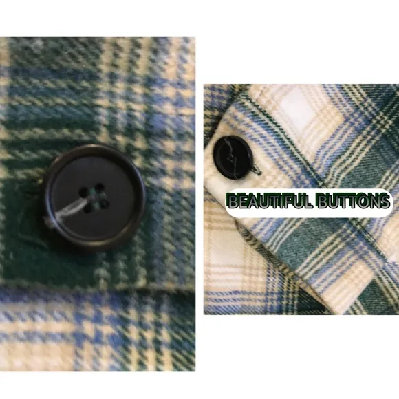 PLAID GREEN CREAM /GREY BLACK   GENEROUS LONG COAT BEAUTIFUL…