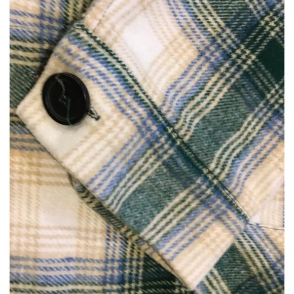 PLAID GREEN CREAM /GREY BLACK   GENEROUS LONG COAT BEAUTIFUL…
