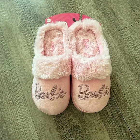 Plush Barbie Slippers, Pink Barbie Slippers, Barbie Memory Foam Slippers