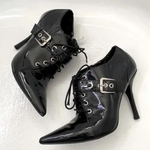 Pointed Toe Shiny Buckle Witch Booties From early 2000’s