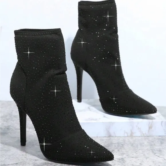 Pointy Toe Slip On Stiletto Booties