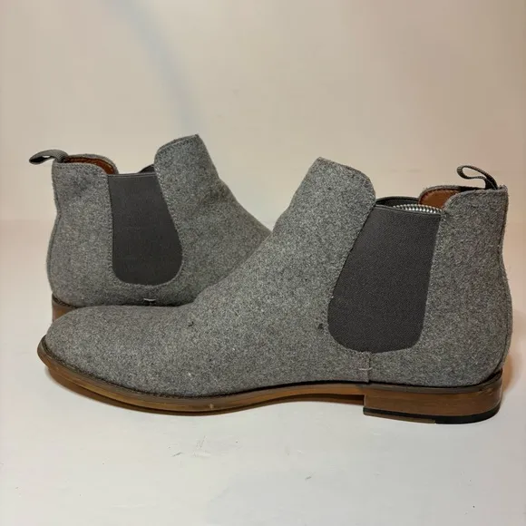 Polar Fox Barrett Gray Men's Chelsea Slip-on Mid-Top Wool Ankle Boots Sz 11