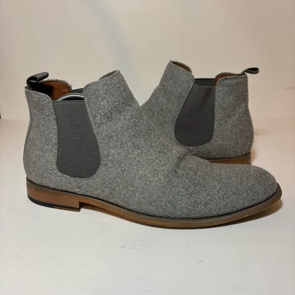 Polar Fox Barrett Gray Men's Chelsea Slip-on Mid-Top Wool Ankle Boots Sz 11