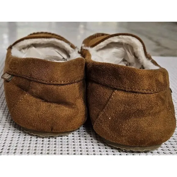 POLO Ralph Lauren Brown Faux Fur Moccasin Slippers, Size 8 Kids