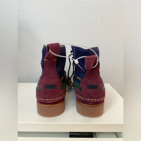 POLO Ralph Lauren Country Ranger MID Color Block Suede Corduroy Boots Sz 9